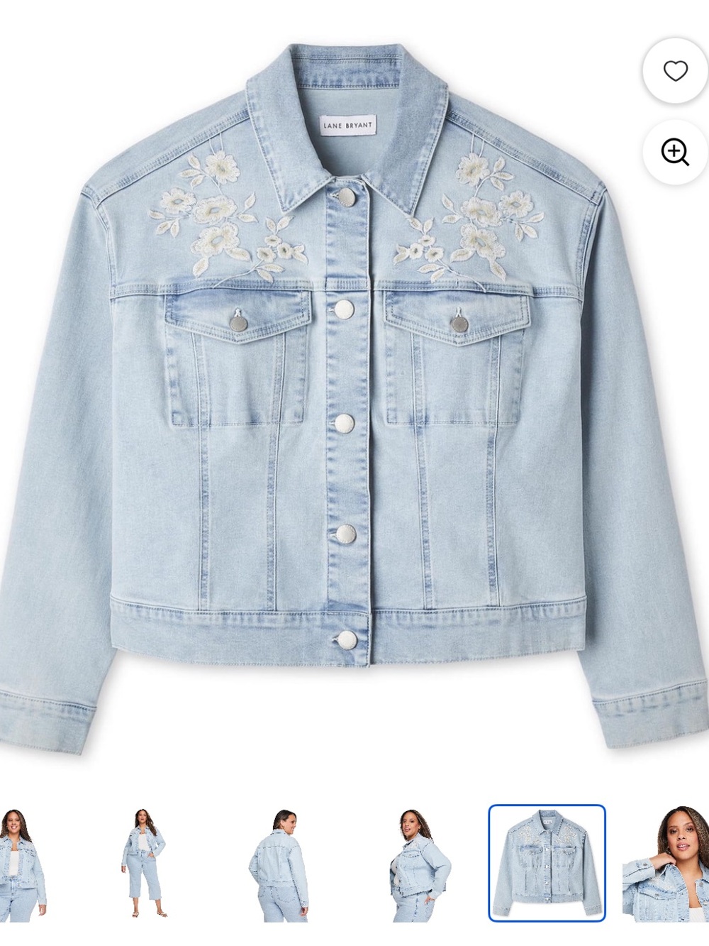 Lane Bryant Women’s Plus Floral Denim Jacket Blue NWT 1X